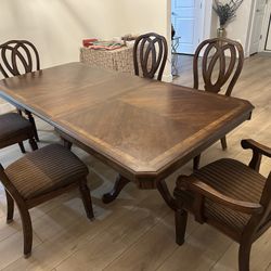 Dinning Table and 6 Chairs Ashley For Sale (with One Leaf To Extend)