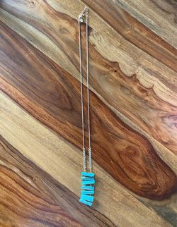 NEW Charming Charlie Turquoise Gold Necklace 32” Chain