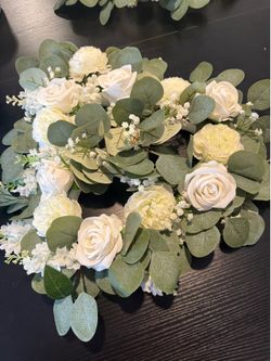 14 Matching Faux Wedding Floral Centerpieces – Ivory & Eucalyptus