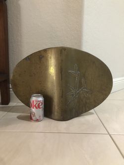 Heavy Vintage Dolbi Cashier Solid Brass Vase  Bamboo Motif