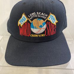 Vtg 92-93 Long Beach LITTLE LEAGUE WORLD SERIES CHAMPIONS New Era BASEBALL HAT Cap Medium-Large CLEAN
