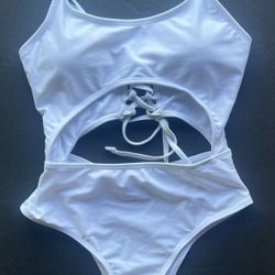 One-Piece Swimsuit with Lace-Up Back