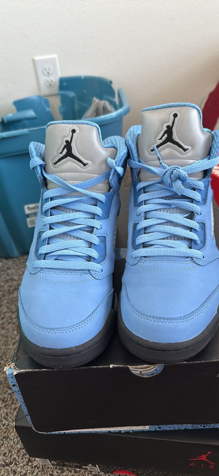 Jordan 5 Unc Blue.  Jordan 3 Black Cat 