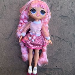 Pink Glittery LOL surprise omg fashion doll.
