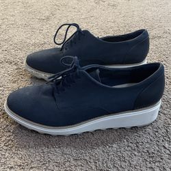 Women's Collection by Clark’s Ultimate Comfort Blue Suede Oxford Lace-Up Shoes 