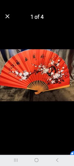 Large Red oriental decrotive fan