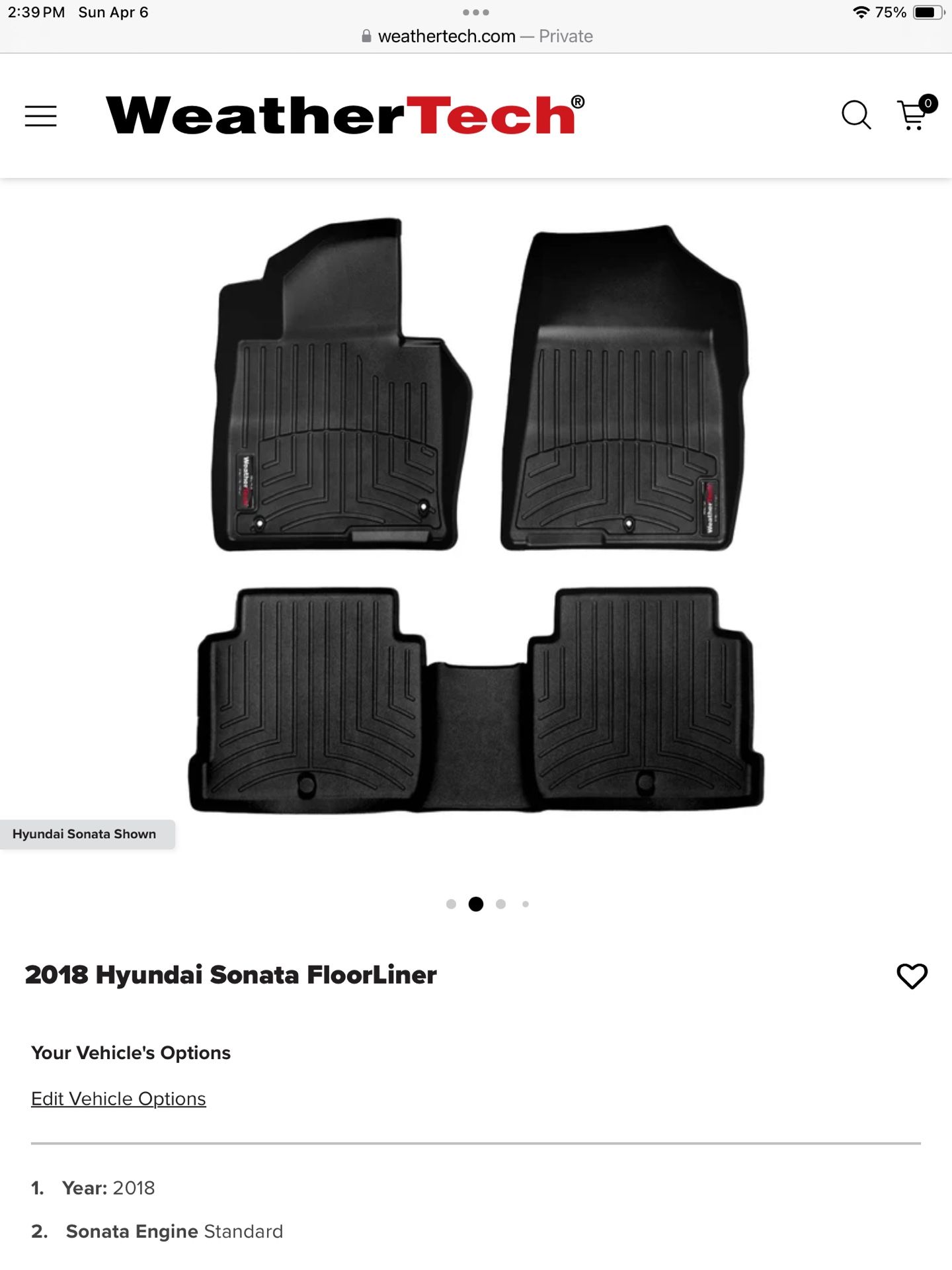 Weather tech Floor Mats Front And Rear For 2018 Hyundai Sonata Se 