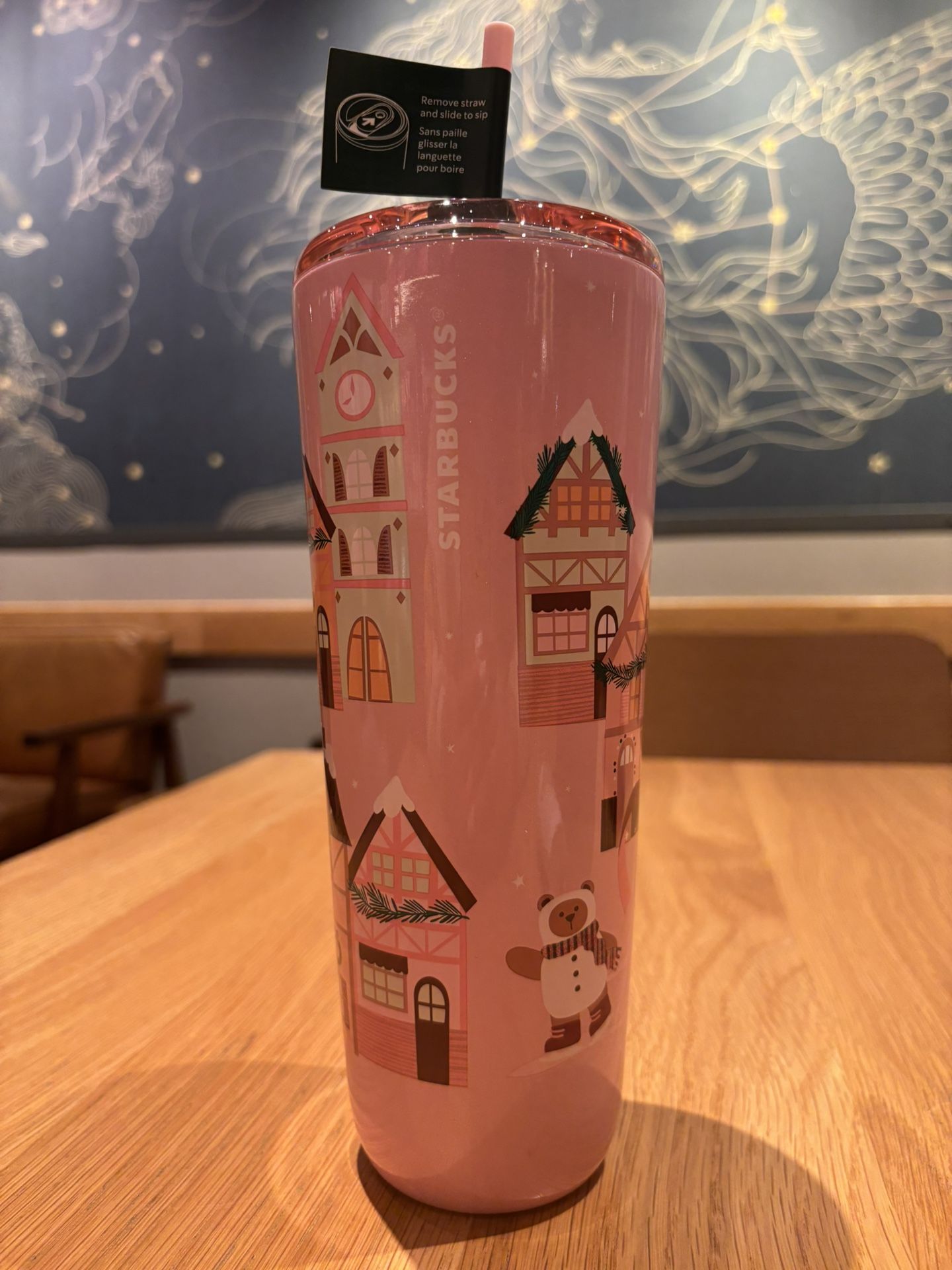 Starbucks Holiday 2025 Pink Leaves Sip Or Straw Lid 24 Oz Hot/Cold Cup Tumbler