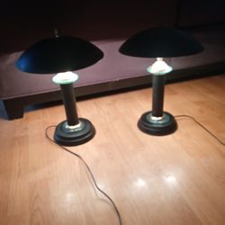 Black Set Of Matching Touch Lamps 17 Inches Tall/ Three Levels Of Lighting 