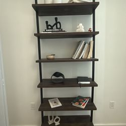 2 Modern Black and Brown Wall Shelf