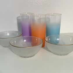 Set of Vintage Glass Bowls & Tumblers