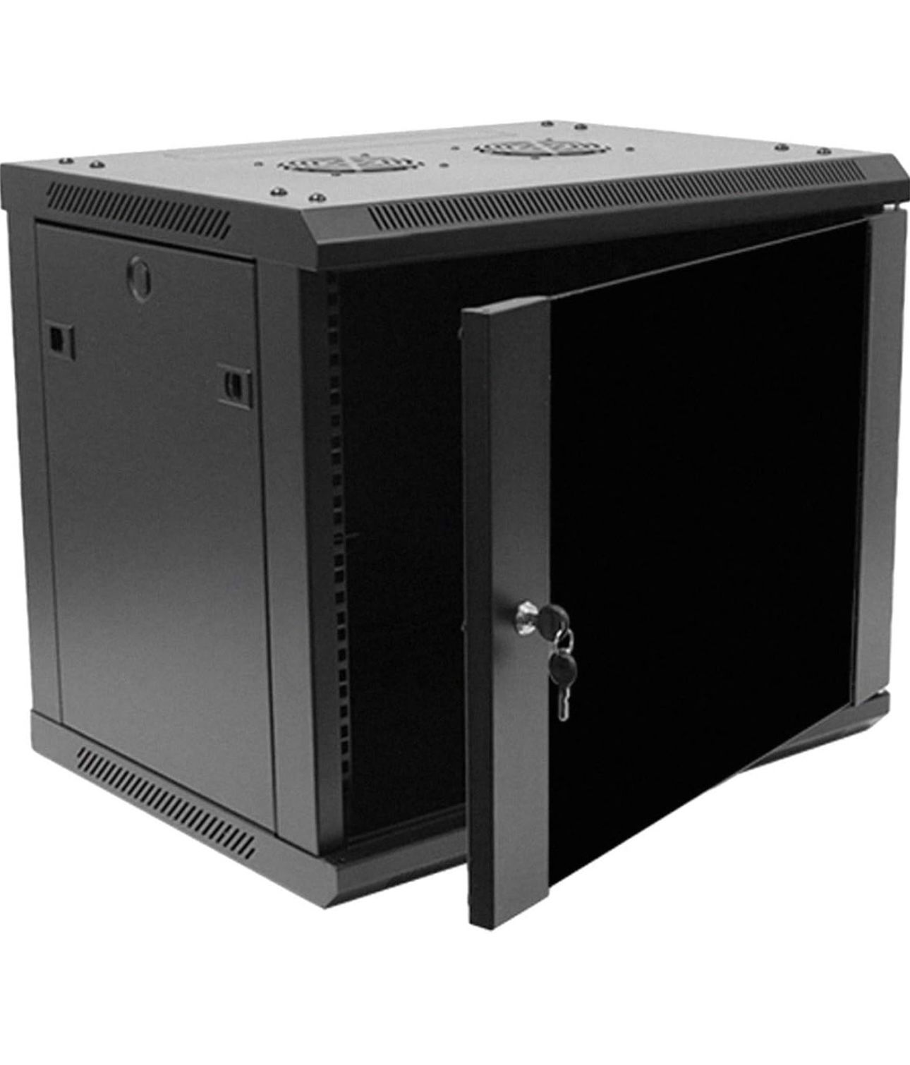 Navepoint 9U Deluxe IT Wallmount Cabinet Enclosure 19-Inch Server Network Rack with Locking Glass Door - Black