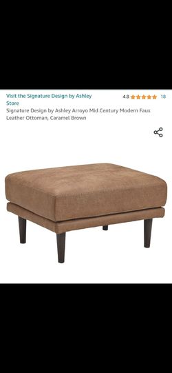 Faux leather ottoman