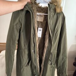 Hollister S Green Parka Hooded Jacket