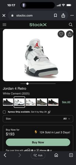 Jordan 4's white cement
