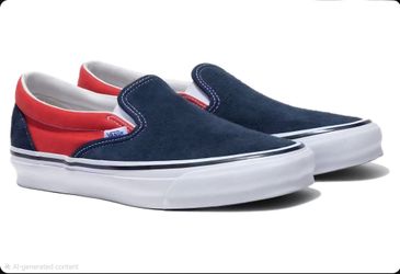 Vans NOAH Slip-On Rare Sample Pair - Vans Originals Navy Red Suede - Men's 9 Wom 10.5 Limited Collab