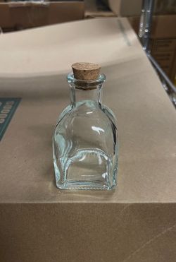 Mini Glass Bottles with Cork Lids - 4 oz Clear Vintage Square - Wedding Decor & Party Favors - Potion Bottles with Cork