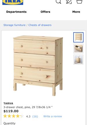 Ikea Tarva 3 Drawer Chest Pine Asap For Sale In Sacramento Ca