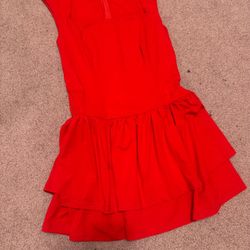 New Large Red Short Stretchy Ruffle Mini Dress 
