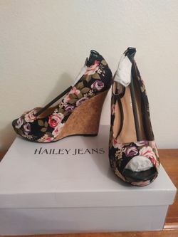 Floral Print, Platform Wedge, Peep-toe, Ankle Strap $10