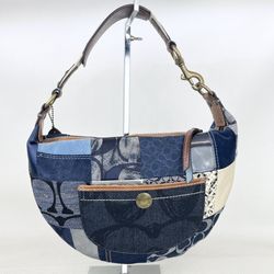 Coach Blue Denim Patchwork Hobo Handbag 