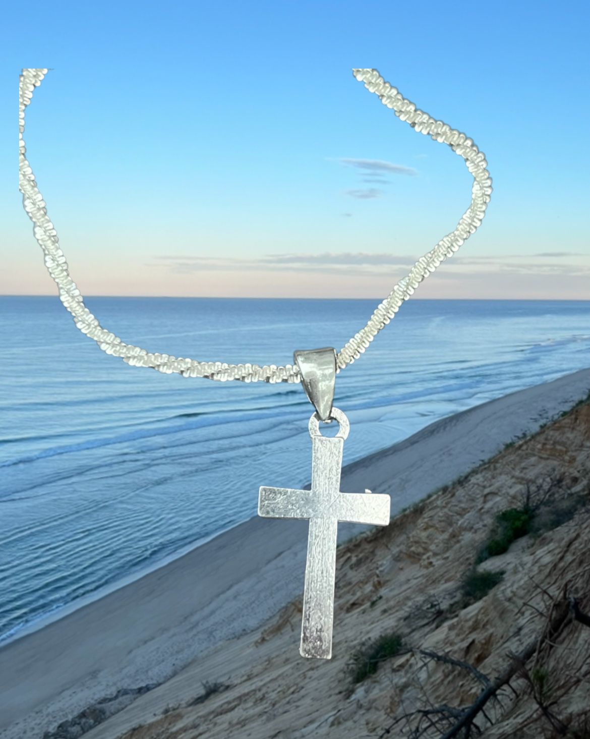Diamond Cross Christan Pendant Rope Link Chain Necklace 