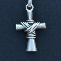 Mexican 925 Sterling Silver Wrapped Cross Pendant
