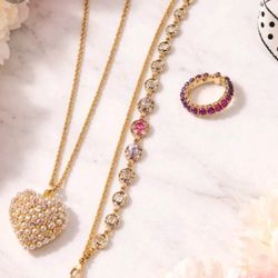 Jewelry  White Gold Filled  Necklace&Pendant, Multicolor Stone/ Ring