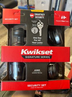 Kwikset Juno Venetian Bronze Interior or Exterior Single-Cylinder Deadbolt and Keyed Entry Door Knob