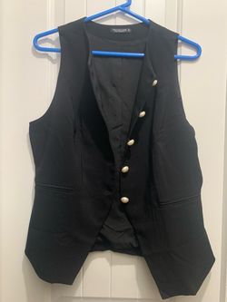 Emerson Lang Black Vest with Pearl Buttons