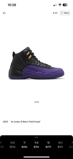 Air Jordan 12 Retro Size 11 1/2 Black/Field Purple