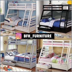 Twin Full White Bunkbed With Orthopedic Mattress Included