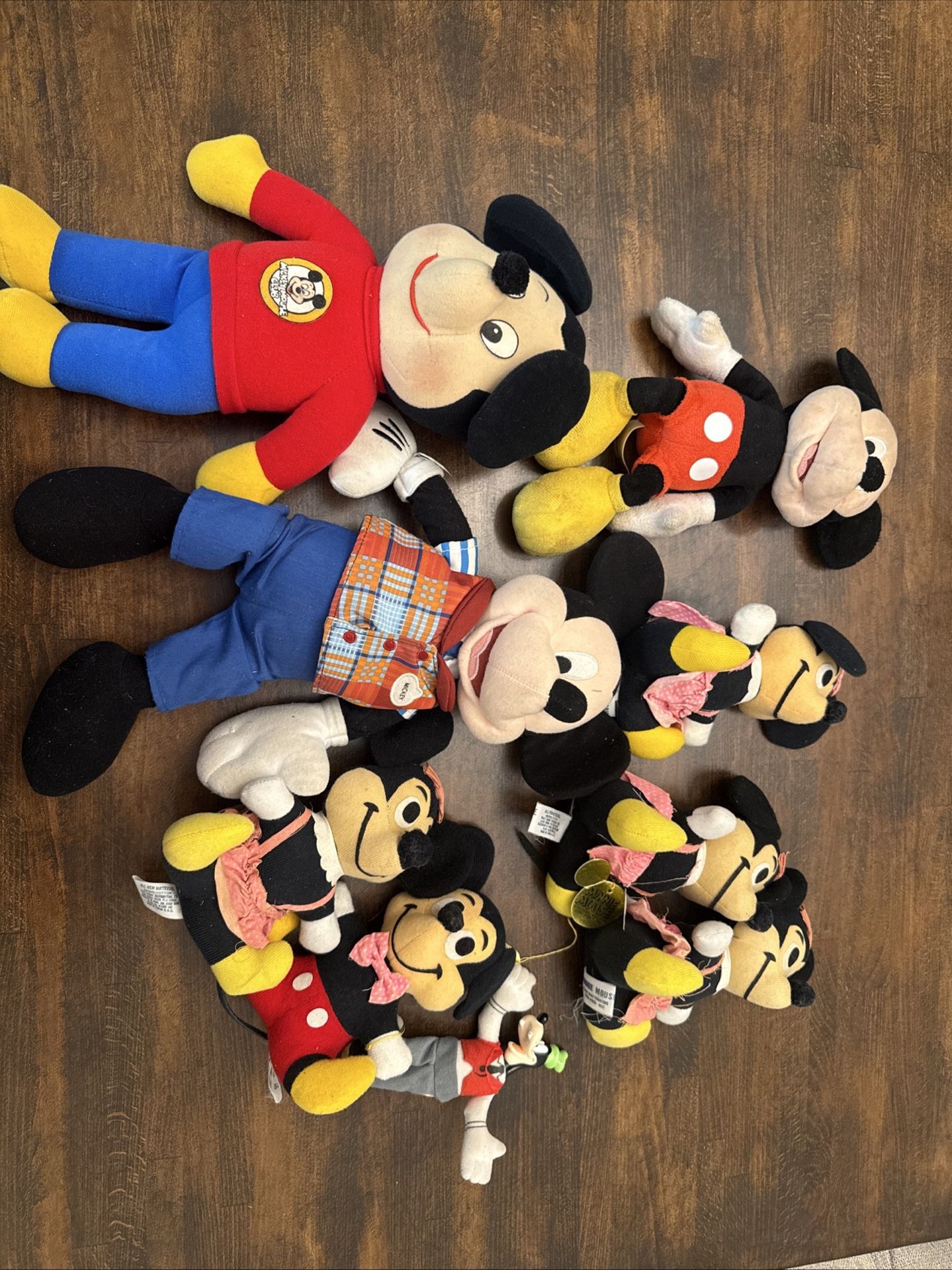 Vintage 70s Lot of Mickey and Minnie Mouse Plush Stuffed Animal Walt Disney 7"