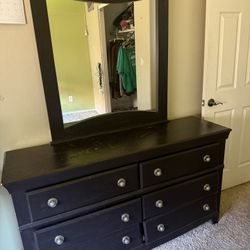 Dresser with mirror 57”L x 73”H x 16”D $50