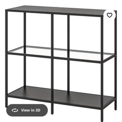 IKEA VITTSJÖ Shelf unit, black-brown/glass, 39 3/8x36 5/8 "