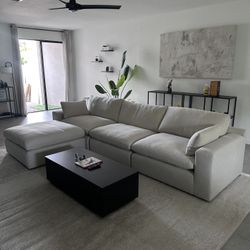 NEW Beige Linen Cloud Couch Sectional