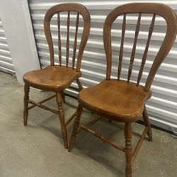 Set Of 2 Antique National Chairs, Natural Wood 