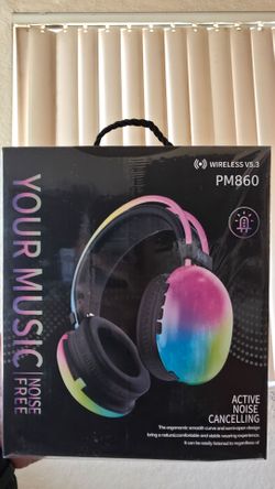 Wireless headphones with color changing lights.