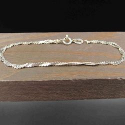 7 Inch Sterling Silver Ordinary Twisting Chain Bracelet