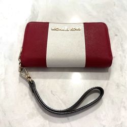 Michael Kors Red White Wristlet Wallet