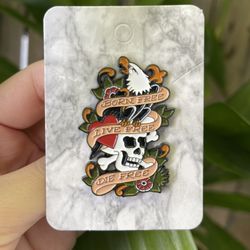 American Traditional Style Tattoo Skull Pin