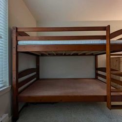Wood Bed Frame With A Ladder 