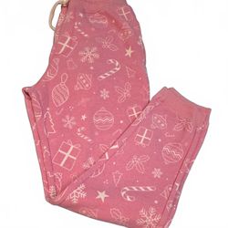 Christmas Print Jogger Pants pink Size M Womens Casual Holiday Pajama Soft