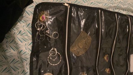 Black Zippered Jewelry Organizer with Jewelry
