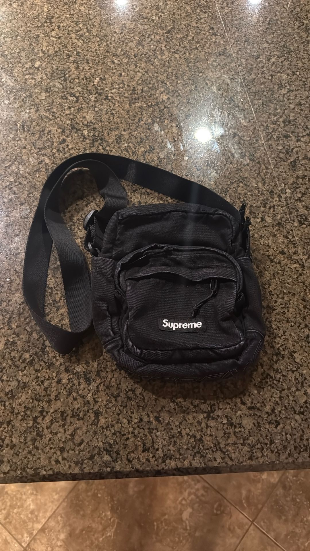 Supreme Black Denim Crossbody Bag