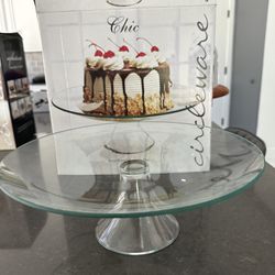 New Glass Cake Stand With Box