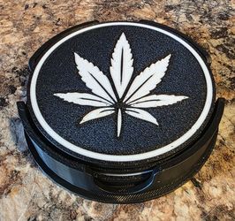 Pot Leaf Coasters (Set of 4, 3D Printed)