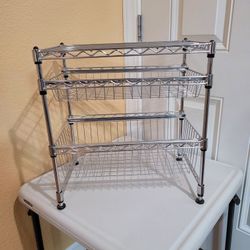 Steel 3-Tier Utility Shelving Unit. 2 Pull-Out Drawers. (11.5-in W x 17.5-in D x 18-in H),