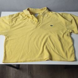 Yellow Vintage Cropped Lacoste Polo Woman's 7