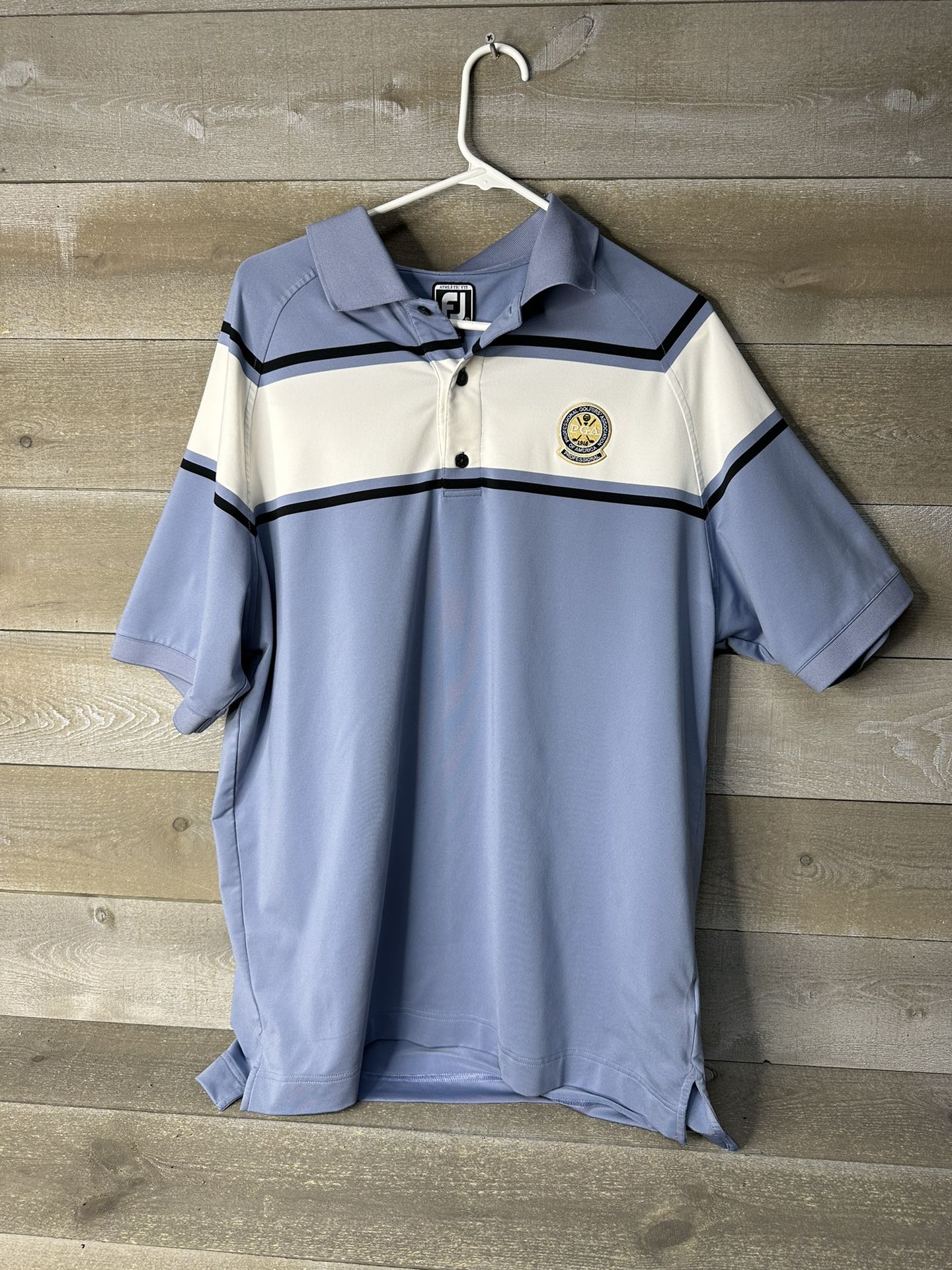 Footjoy Athletic Fit Men’s XL Golf Polo PGA Embroidered Logo Blue White